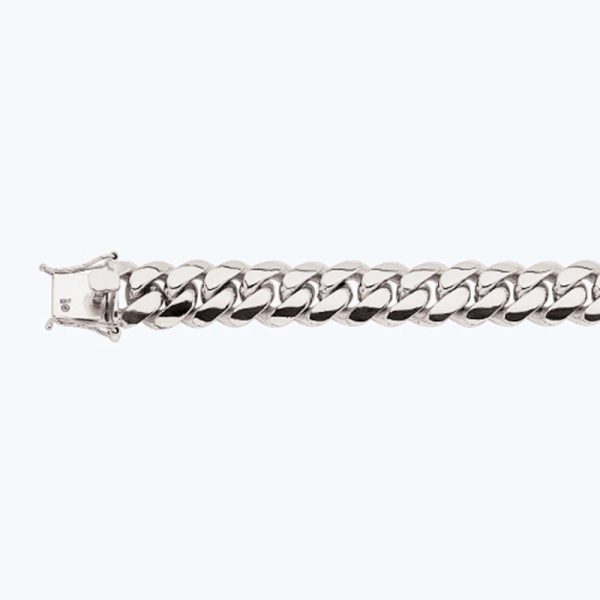 14K 15MM WHITE GOLD SOLID MIAMI CUBAN 26" CHAIN NECKLACE (AVAILABLE IN LENGTHS 7" - 30")