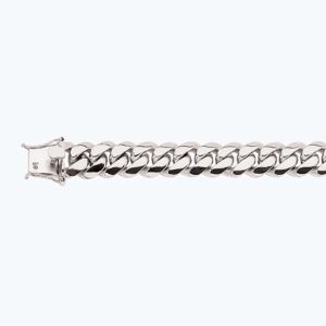 14K 15MM WHITE GOLD SOLID MIAMI CUBAN 9" CHAIN BRACELET (AVAILABLE IN LENGTHS 7" - 30")