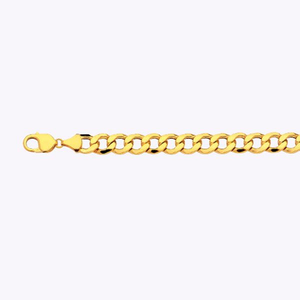 14K 11MM YELLOW GOLD HOLLOW CURB 20" CHAIN NECKLACE (AVAILABLE IN LENGTHS 7" - 30") - Image 2