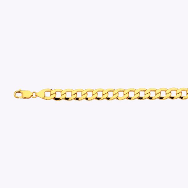 14K 9MM YELLOW GOLD HOLLOW CURB 18" CHAIN NECKLACE (AVAILABLE IN LENGTHS 7" - 30") - Image 2