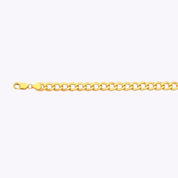 14K 7.5MM YELLOW GOLD HOLLOW CURB 18" CHAIN NECKLACE (AVAILABLE IN LENGTHS 7" - 30") - Image 2