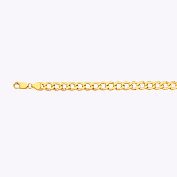 10K 7.5MM YELLOW GOLD HOLLOW CURB 22" CHAIN NECKLACE (AVAILABLE IN LENGTHS 7" - 30") - Image 2