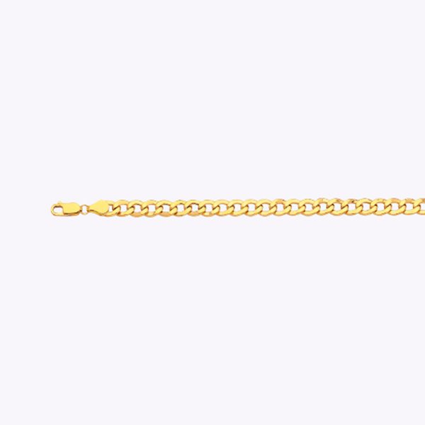 14K 6.5MM YELLOW GOLD HOLLOW CURB 18" CHAIN NECKLACE (AVAILABLE IN LENGTHS 7" - 30") - Image 2