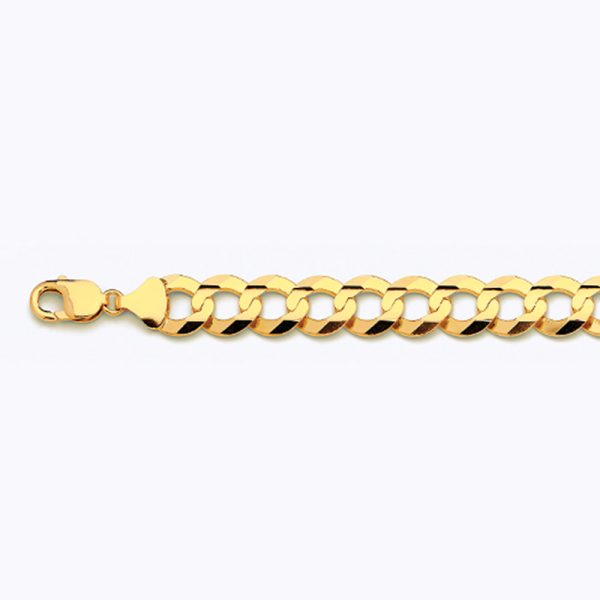 14K 14MM YELLOW GOLD SOLID CURB 18" CHAIN NECKLACE (AVAILABLE IN LENGTHS 7" - 30") - Image 2