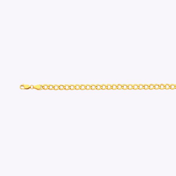 14K 5.5MM YELLOW GOLD HOLLOW CURB 18" CHAIN NECKLACE (AVAILABLE IN LENGTHS 7" - 30") - Image 2