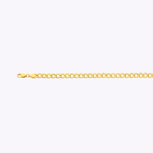 10K 5.5MM YELLOW GOLD HOLLOW CURB 18" CHAIN NECKLACE (AVAILABLE IN LENGTHS 7" - 30") - Image 2