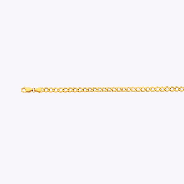 10K 4.5MM YELLOW GOLD HOLLOW CURB 18" CHAIN NECKLACE (AVAILABLE IN LENGTHS 7" - 30") - Image 2