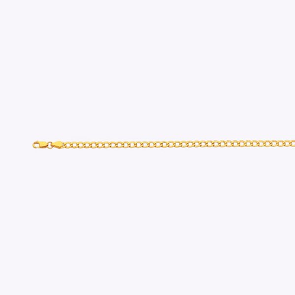 14K 3.5MM YELLOW GOLD HOLLOW CURB 18" CHAIN NECKLACE (AVAILABLE IN LENGTHS 7" - 30") - Image 2