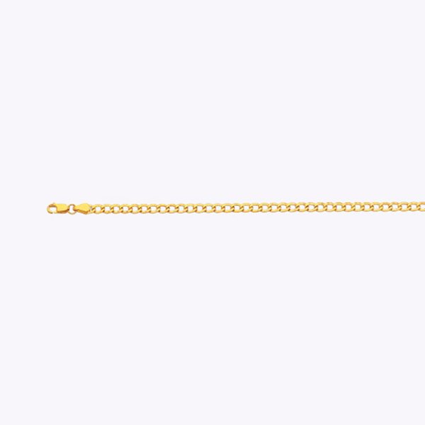 14K 3.5MM YELLOW GOLD HOLLOW CURB 22" CHAIN NECKLACE (AVAILABLE IN LENGTHS 7" - 30") - Image 2