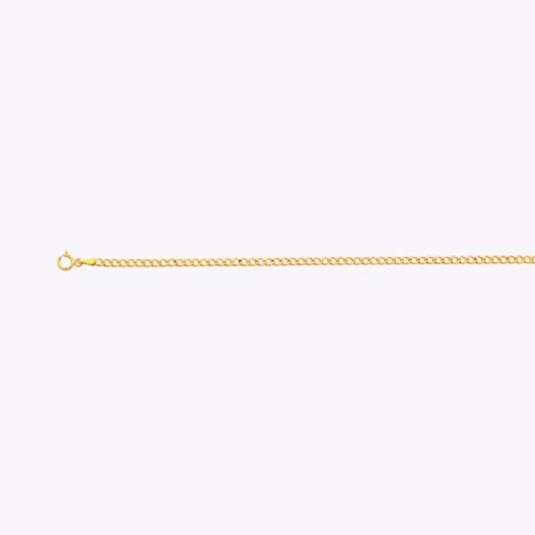 14K 2.5MM YELLOW GOLD HOLLOW CURB 22" CHAIN NECKLACE (AVAILABLE IN LENGTHS 7" - 30") - Image 2