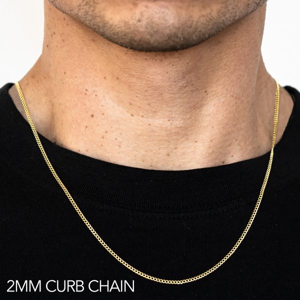 10K 2MM YELLOW GOLD HOLLOW CURB 24" CHAIN NECKLACE (AVAILABLE IN LENGTHS 7" - 30")