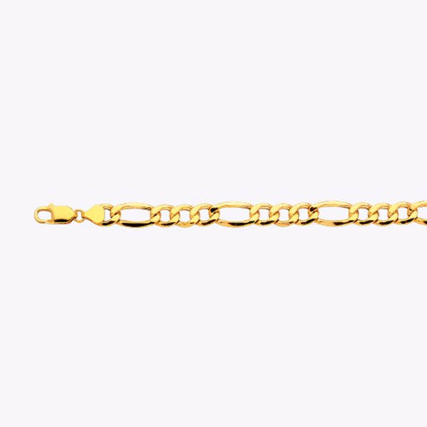 14K 9.5MM YELLOW GOLD HOLLOW FIGARO 8" CHAIN BRACELET (AVAILABLE IN LENGTHS 7" - 30")