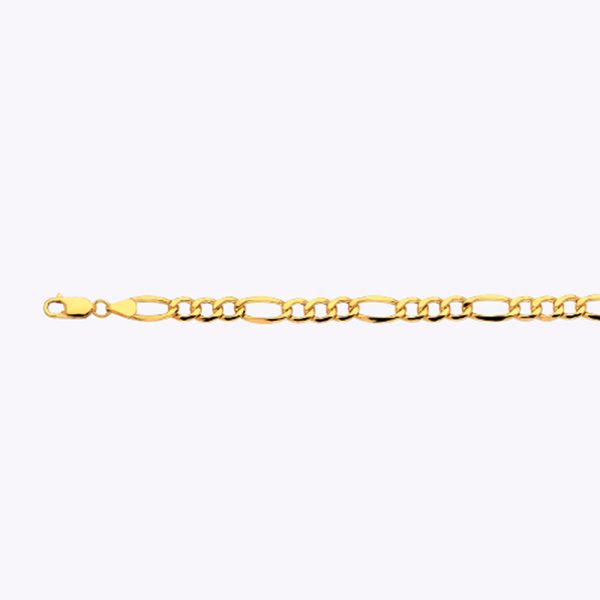 14K 6.5MM YELLOW GOLD HOLLOW FIGARO 28" CHAIN NECKLACE (AVAILABLE IN LENGTHS 7" - 30") - Image 2