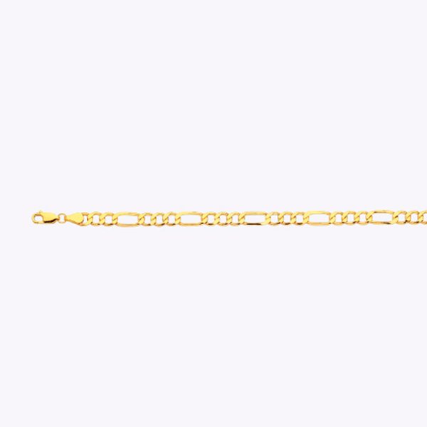 14K 5MM YELLOW GOLD HOLLOW FIGARO 18" CHAIN NECKLACE (AVAILABLE IN LENGTHS 7" - 30") - Image 2