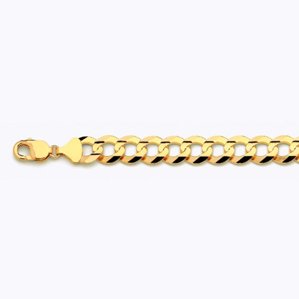 14K 13MM YELLOW GOLD SOLID CURB 18" CHAIN NECKLACE (AVAILABLE IN LENGTHS 7" - 30") - Image 2