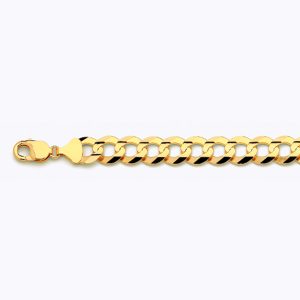 14K 13MM YELLOW GOLD SOLID CURB 7" CHAIN BRACELET (AVAILABLE IN LENGTHS 7" - 30")