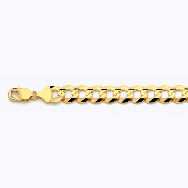 14K 13MM YELLOW GOLD SOLID CURB 7.5" CHAIN BRACELET (AVAILABLE IN LENGTHS 7" - 30")