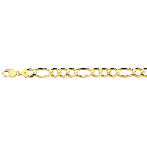 14K 12MM YELLOW GOLD SOLID FIGARO 18" CHAIN NECKLACE (AVAILABLE IN LENGTHS 7" - 30")