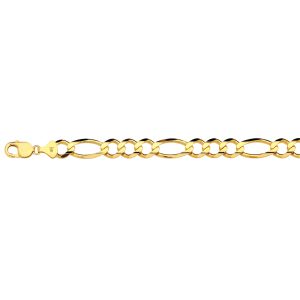 14K 12MM YELLOW GOLD SOLID FIGARO 30" CHAIN NECKLACE (AVAILABLE IN LENGTHS 7" - 30")