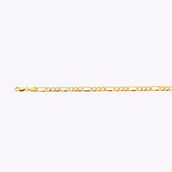 10K 4MM YELLOW GOLD HOLLOW FIGARO 20" CHAIN NECKLACE (AVAILABLE IN LENGTHS 7" - 30") - Image 2