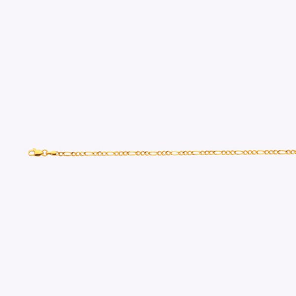 14K 2.5MM YELLOW GOLD HOLLOW FIGARO 24" CHAIN NECKLACE (AVAILABLE IN LENGTHS 7" - 30") - Image 2