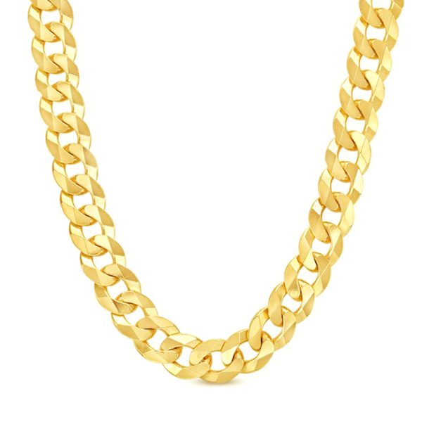 14K 12MM YELLOW GOLD SOLID CURB 18" CHAIN NECKLACE (AVAILABLE IN LENGTHS 7" - 30") - Image 2