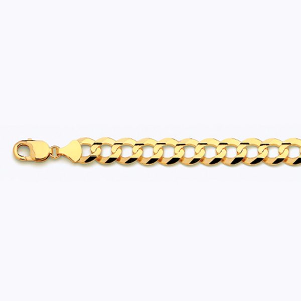 14K 12MM YELLOW GOLD SOLID CURB 16" CHAIN NECKLACE (AVAILABLE IN LENGTHS 7" - 30") - Image 3