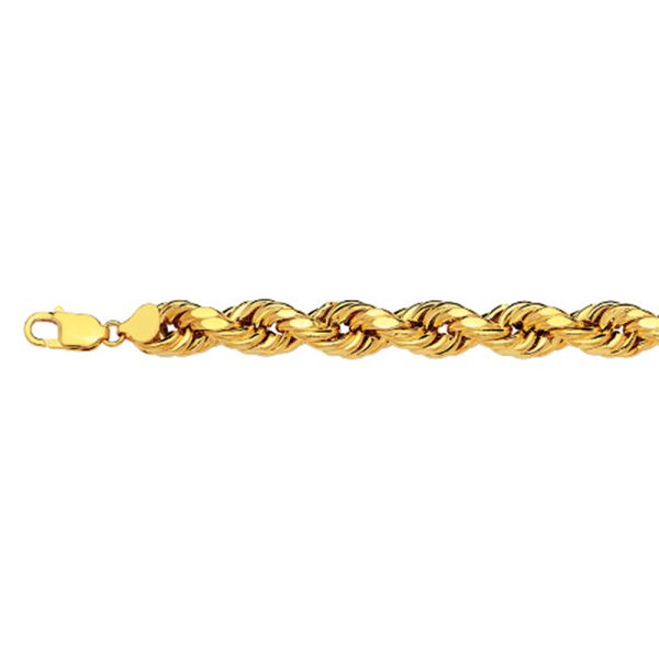 10K 10MM YELLOW GOLD DC HOLLOW ROPE 22" CHAIN NECKLACE (AVAILABLE IN LENGTHS 7" - 30") - Image 2