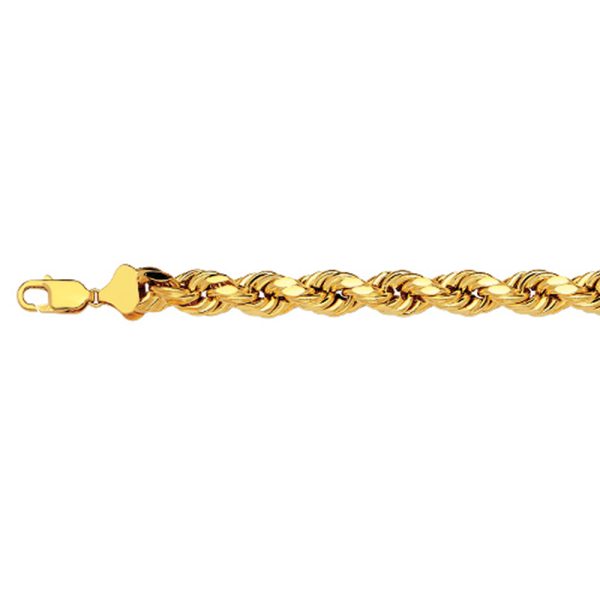 14K 9MM YELLOW GOLD DC HOLLOW ROPE 18" CHAIN NECKLACE (AVAILABLE IN LENGTHS 7" - 30") - Image 2