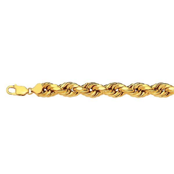 14K 8MM YELLOW GOLD DC HOLLOW ROPE 30" CHAIN NECKLACE (AVAILABLE IN LENGTHS 7" - 30") - Image 2