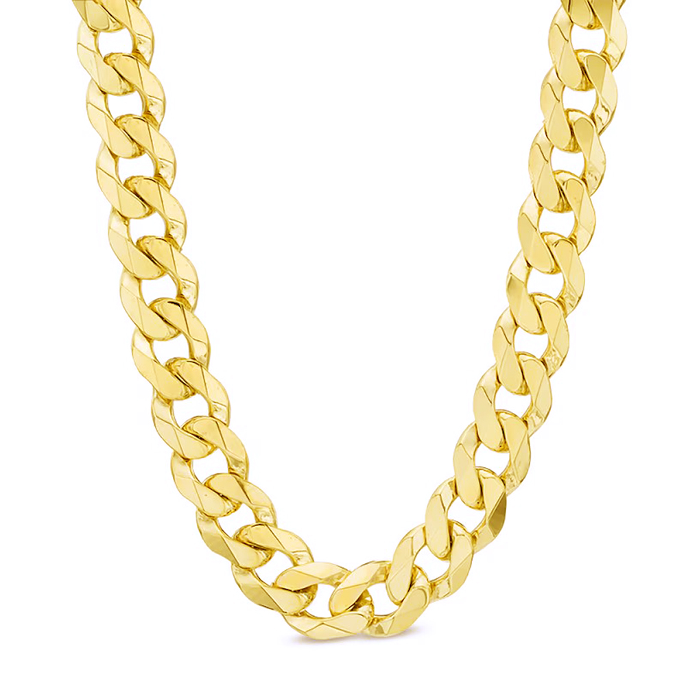 10K 9.5MM YELLOW GOLD SOLID CURB 22" CHAIN NECKLACE (AVAILABLE IN LENGTHS 7" - 30") - Image 2