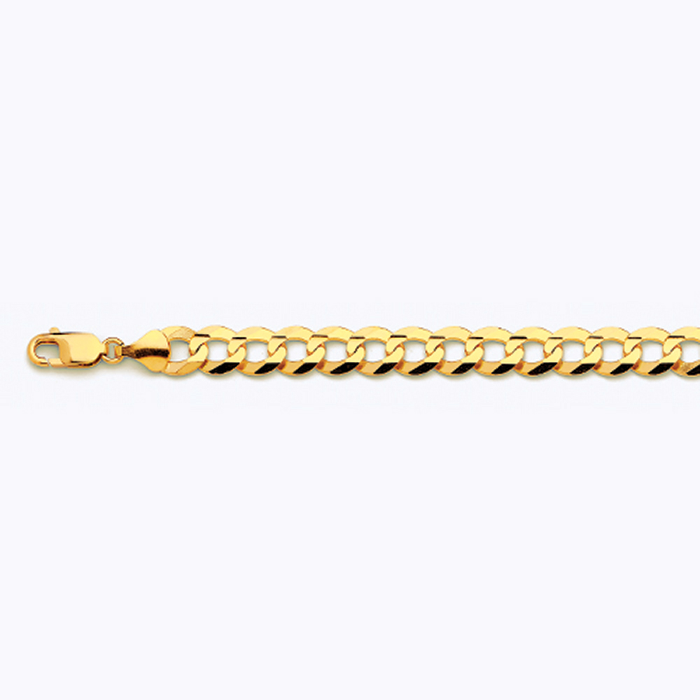10K 9.5MM YELLOW GOLD SOLID CURB 22" CHAIN NECKLACE (AVAILABLE IN LENGTHS 7" - 30") - Image 3