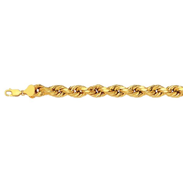 10K 6MM YELLOW GOLD DC HOLLOW ROPE 18" CHAIN NECKLACE (AVAILABLE IN LENGTHS 7" - 30") - Image 2