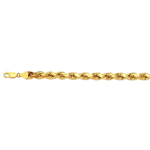 10K 5MM YELLOW GOLD DC HOLLOW ROPE 20" CHAIN NECKLACE (AVAILABLE IN LENGTHS 7" - 30") - Image 2