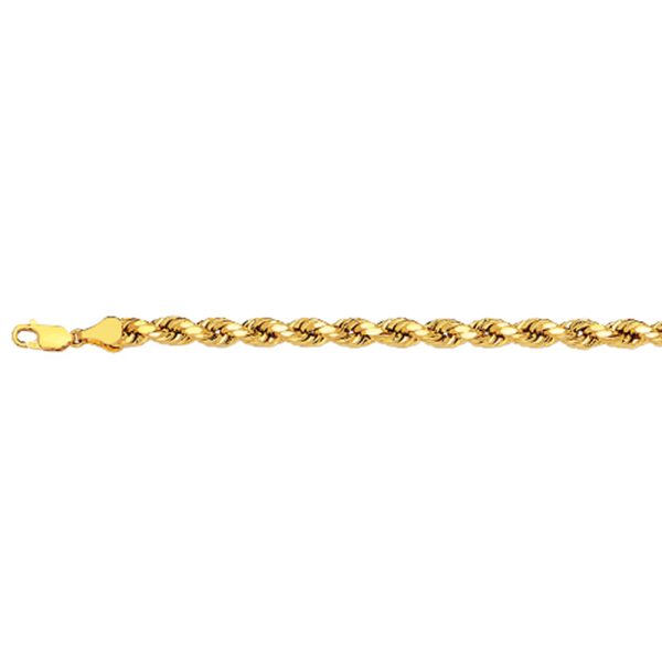 14K 3MM YELLOW GOLD DC HOLLOW ROPE 24" CHAIN NECKLACE (AVAILABLE IN LENGTHS 7" - 30") - Image 2