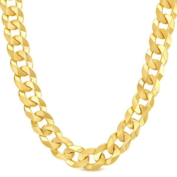 14K 8MM YELLOW GOLD SOLID CURB 18" CHAIN NECKLACE (AVAILABLE IN LENGTHS 7" - 30") - Image 2