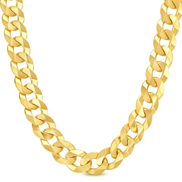 14K 8MM YELLOW GOLD SOLID CURB 26" CHAIN NECKLACE (AVAILABLE IN LENGTHS 7" - 30") - Image 2