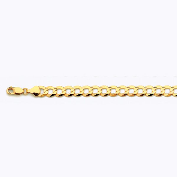 14K 8MM YELLOW GOLD SOLID CURB 18" CHAIN NECKLACE (AVAILABLE IN LENGTHS 7" - 30") - Image 3