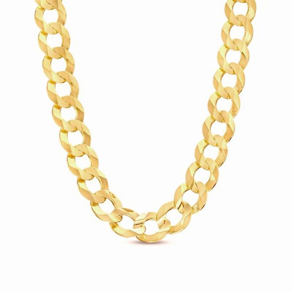 14K 7MM YELLOW GOLD SOLID CURB 20" CHAIN NECKLACE (AVAILABLE IN LENGTHS 7" - 30") - Image 2