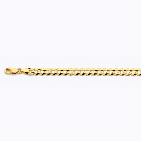 14K 7MM YELLOW GOLD SOLID CURB 20" CHAIN NECKLACE (AVAILABLE IN LENGTHS 7" - 30") - Image 3