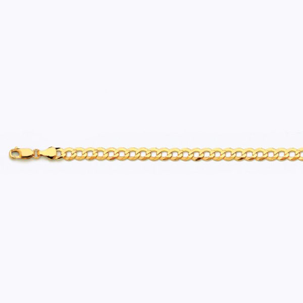 14K 5.5MM YELLOW GOLD SOLID CURB 30" CHAIN NECKLACE (AVAILABLE IN LENGTHS 7" - 30") - Image 3