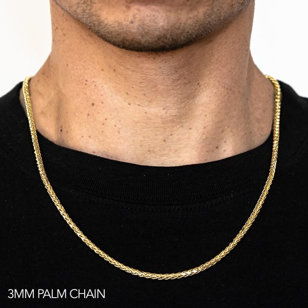 10K 3MM YELLOW GOLD PALM 22" CHAIN NECKLACE (AVAILABLE IN LENGTHS 7" - 30")