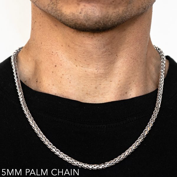 10K 5MM WHITE GOLD PALM 18" CHAIN NECKLACE (AVAILABLE IN LENGTHS 7" - 30")