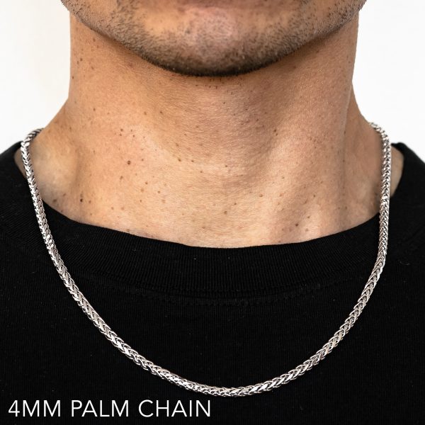 10K 4MM WHITE GOLD PALM 30" CHAIN NECKLACE (AVAILABLE IN LENGTHS 7" - 30")