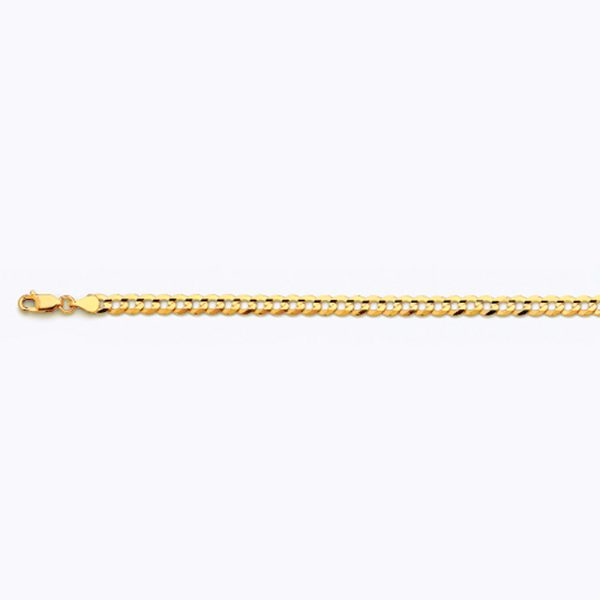 10K 4.5MM YELLOW GOLD SOLID CURB 22" CHAIN NECKLACE (AVAILABLE IN LENGTHS 7" - 30") - Image 3