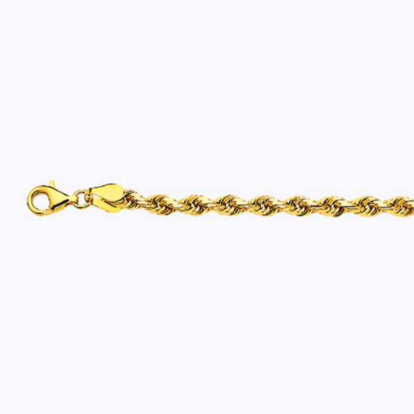 10K 4MM YELLOW GOLD SOLID DC ROPE 24" CHAIN NECKLACE (AVAILABLE IN LENGTHS 7" - 30") - Image 2