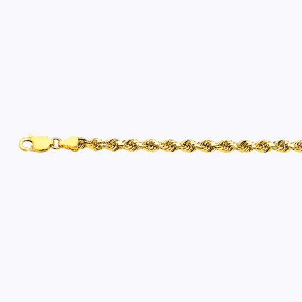 18K 3.5MM YELLOW GOLD SOLID DC ROPE 18" CHAIN NECKLACE (AVAILABLE IN LENGTHS 7" - 30") - Image 2