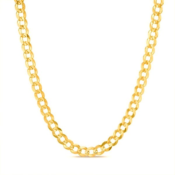 10K 3.5MM YELLOW GOLD SOLID CURB 18" CHAIN NECKLACE (AVAILABLE IN LENGTHS 7" - 30") - Image 2