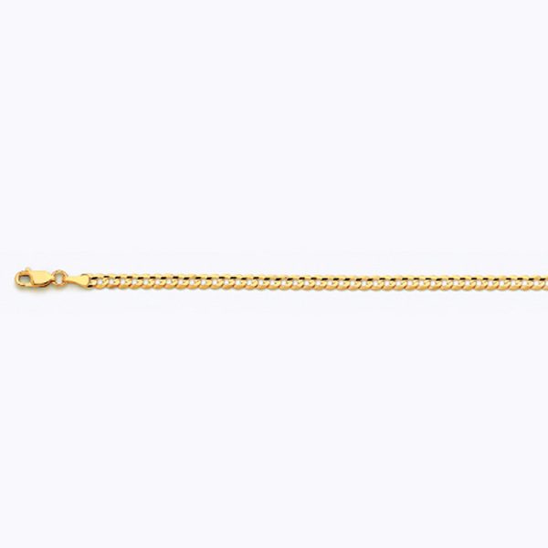 14K 3.5MM YELLOW GOLD SOLID CURB 7.5" CHAIN BRACELET (AVAILABLE IN LENGTHS 7" - 30")