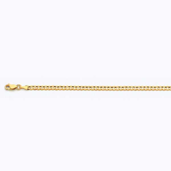 10K 3.5MM YELLOW GOLD SOLID CURB 7.5" CHAIN BRACELET (AVAILABLE IN LENGTHS 7" - 30")